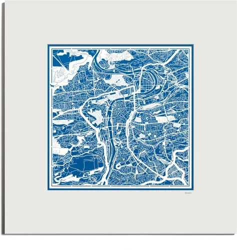Vista 56 de O3 Design Studio Mapa de corte de papel de París, color negro mate, 20 x 20 pulgadas, arte en papel