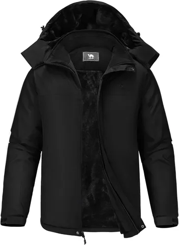 Vista 8 de CAMEL CROWN Chaqueta de Esquí de Invierno para Hombre Abrigos de Nieve de Montaña Impermeable Capucha Desmontable Resistente al Viento Chaquetas