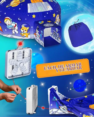 Vista 4 de Tienda de campaña de aire para niños con puerta, carpas para niños pequeños Astrodoma