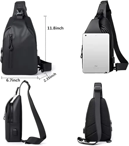 Vista 3 de IAGOM Bolso bandolera pequeño de cuero, bolso bandolera para mujer
