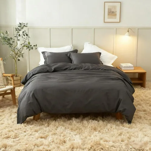 Vista 15 de Simple&Opulence - Juego de funda de edredón de lino francés 104"x 92" - 5 piezas (1 funda de edredón, 4 fundas de almohada) - Mezcla de lino natural