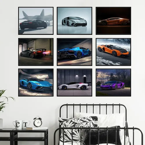 Vista 3 de BigWig Prints - Pósteres Lamborghini Aventador, arte de pared de superdeportivo genial para niños y entusiastas de los automóviles, decoración