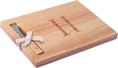 Vista 18 de Miicol Tabla de madera para charcutería, tabla de queso con monograma de 10 pulgadas, tabla de cortar inicial personalizada con esparcidor, regalo