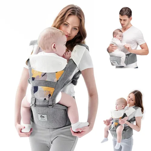 Vista 7 de Bellababy - Portabebés multifunción con asiento de cadera (posición M ergonómica) para bebés de 3 a 36 meses, formas de transportar 6 en 1, todas