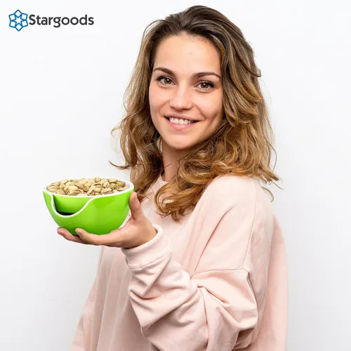 Vista 5 de Stargoods – Cuenco de Pistacho, Plato para Aperitivos, Tazón Doble para Maní con Almacenamiento para Cáscaras de Nueces y Caramelos, Verde