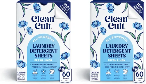 Vista 8 de Cleancult Hojas de detergente para ropa – Caja resellable – 3 enzimas que combaten las manchas – Sin fragancia – 60 cargas – Libre de productos