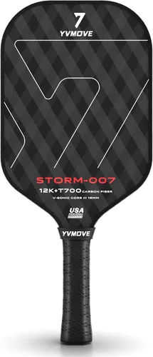Vista 11 de YVmove USAPA Approved Raw Carbon Fiber Pickleball Paddle, 16mm Thermoformed Pickleball Racket with High Spin & Extended Grip, Professional