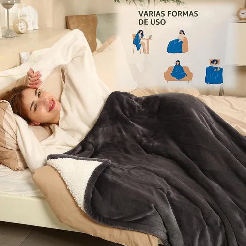 Vista 5 de ESTINGO - Manta eléctrica térmica con 5 niveles de calefacción y 4 horas de apagado automático, manta térmica de 50 x 60 pulgadas con certificación