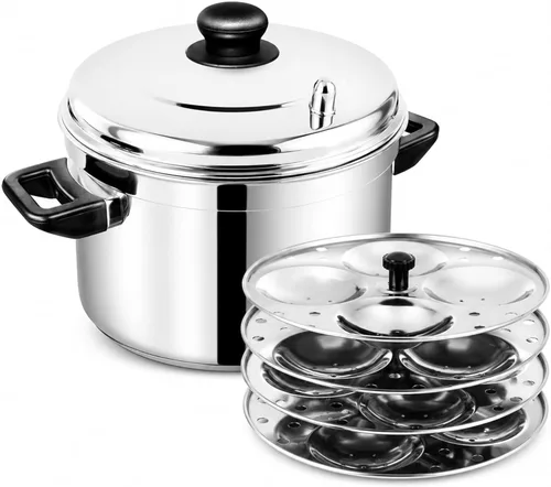 Vista 5 de Vinod Soporte Idli de acero inoxidable adecuado para cocina india - Soporte de 3 niveles - Hace hasta 12 Idlis - Resistente al polvo - Platos