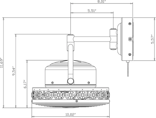 Vista 3 de Parrot Uncle Ventilador de pared de 10 pulgadas, ventilador de pared con brazo oscilante y plegable, diseño silencioso que ahorra espacio, dirección