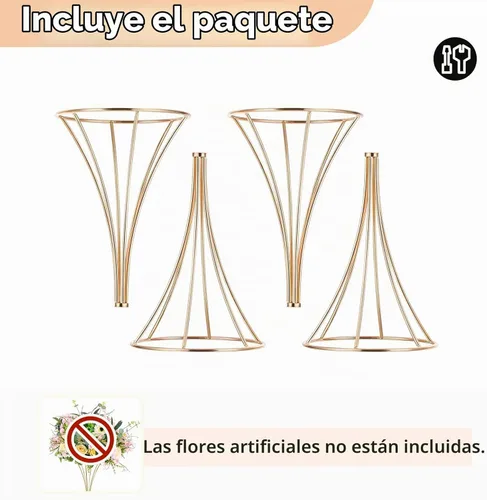 Vista 7 de NUPTIO 2 centros de mesa de boda para mesas, jarrón de trompeta de metal de 19.7 pulgadas de alto, jarrones dorados para centros de mesa, estante