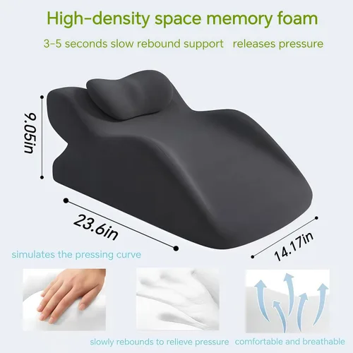 Vista 14 de Almohada versátil Cojín ergonómico de cuña Almohada de espuma viscoelástica (gris oscuro)