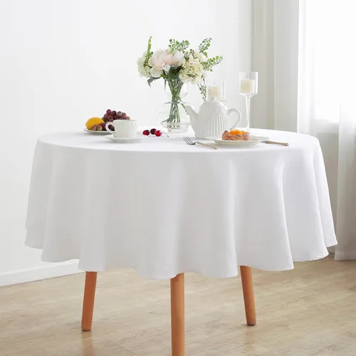 Vista 40 de Linen World - Mantel de lino de otoño de 90 x 60 pulgadas, mantel rectangular lavable de lino francés para comedor, al aire libre, bodas