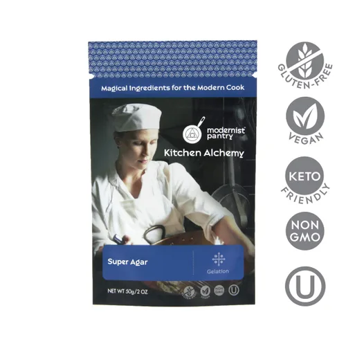 Vista 2 de Polvo de agar, sin transgénicos, vegano, certificado kosher, 2 oz.