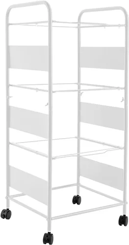 Vista 7 de Carros de archivo de metal de 3 niveles con ruedas, archivos colgantes para tamaño carta, carpeta de archivos extraíble movible, estante para cajón