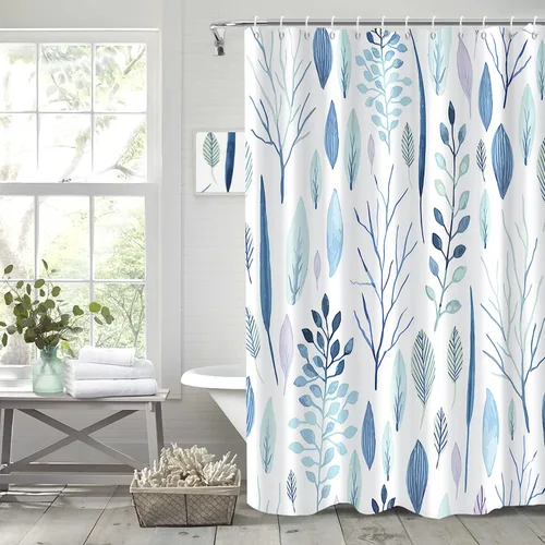 Vista 39 de Cortina de Ducha Floral Bohemia Negra Flores de Mediados de Siglo Botánica Moderna Elegante Estética Cortina de Ducha para Decoración de Baño