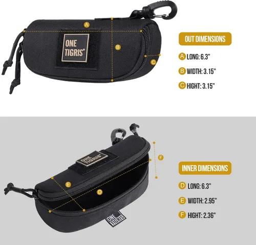 Vista 6 de OneTigris Estuche rígido para gafas de sol tácticas Molle con cremallera Estuche de transporte 1000D Nylon con clip