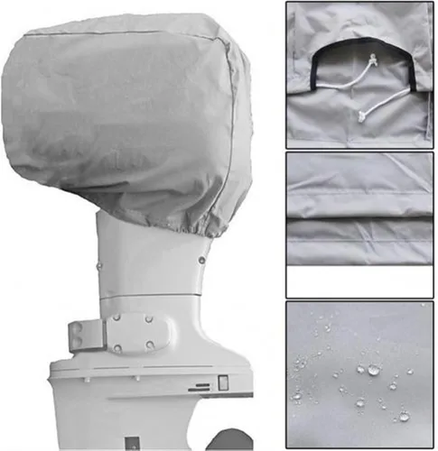 Vista 3 de Cubierta para motor fuera de borda, cubierta de motor de barco resistente 600D, cubierta de motor fuera de borda para 10HP/40HP/100HP/200HP, Negro
