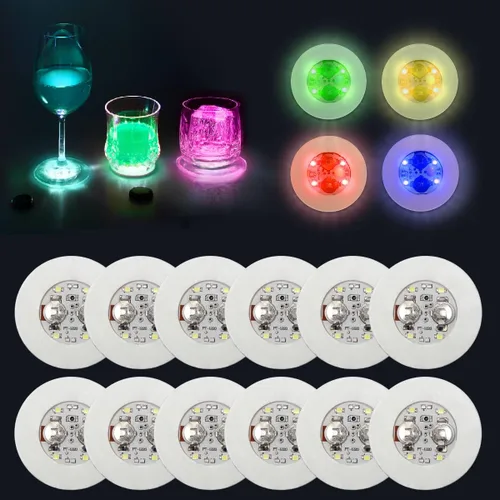 Vista 9 de 12 posavasos LED para bebidas, botella de posavasos de barra LED, etiqueta Posavasos para botellas de licor perfecto para fiestas, bodas, bar Azul