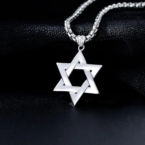 Vista 4 de PDTJMTG Collar judío de plata de ley con estrella de David para hombre
