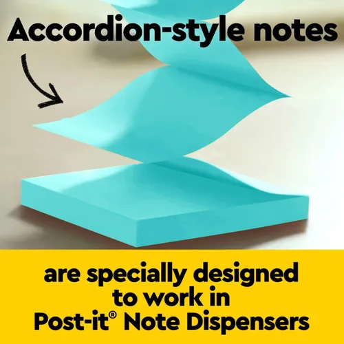 Vista 5 de Dispensador de notas Post-it con notas Post-it emergentes, base negra con parte superior de acero, 1 bloc de notas superadhesivas Aqua Splash de 3 x