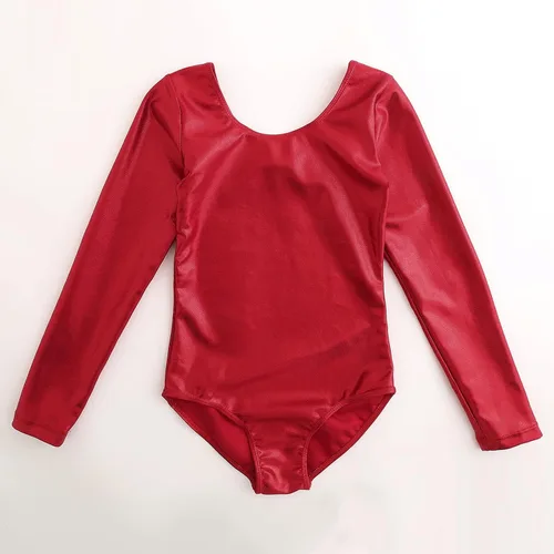 Vista 18 de AFAVOM Leotardos de gimnasia para niñas, leotardos de manga larga para niñas, brillantes y brillantes, para gimnasia, traje de ballet y danza