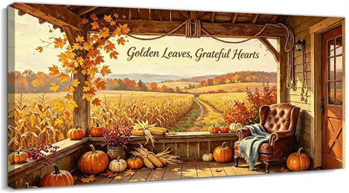 Vista 28 de TIMUBA Lienzo decorativo de pared de otoño de lago, citas de otoño Decoración de pared de otoño-01