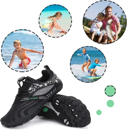 Vista 7 de SAGUARO Zapatos de agua para niños y niñas, de secado rápido, zapatos deportivos ligeros (niños pequeñosniños grandes), Negro