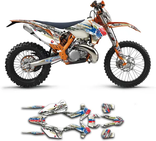 Vista 18 de Kit de calcomanías personalizadas para 125 200 250 300 350 450 500 EXC EXC-F XCW XC-W XCF-W 2014 2015, negro y azul, KTEXCW1416001-KR