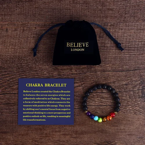 Vista 2 de Believe London - Brazalete de gemas semipreciosas para curar los chacras para hombres y mujeres cristal contra la ansiedad piedra natural