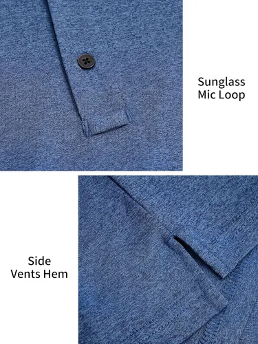 Vista 5 de Polo de golf para hombre, camisas tácticas de manga larga, de secado rápido, camiseta con cuello de senderismo