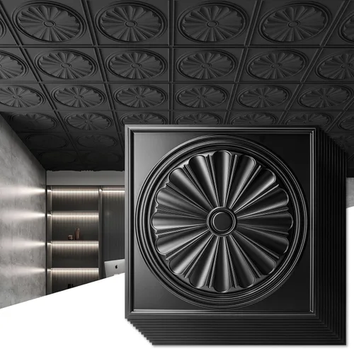 Vista 11 de Art3dwallpanels Azulejos de techo 24 x 24, paquete de 12, blanco Ola Blanco