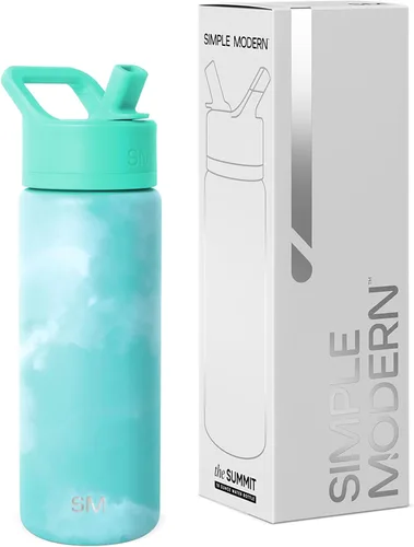 Vista 57 de Simple Modern botella de agua con tapa con pajita, termo de acero inoxidable con aislamiento al vacío, reutilizable, sin BPA, sin fugas