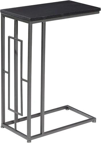 Vista 4 de Deco 79 Mesa auxiliar de metal en forma de C con base de metal negro, mesa auxiliar de 19 x 10 x 26 pulgadas, color negro
