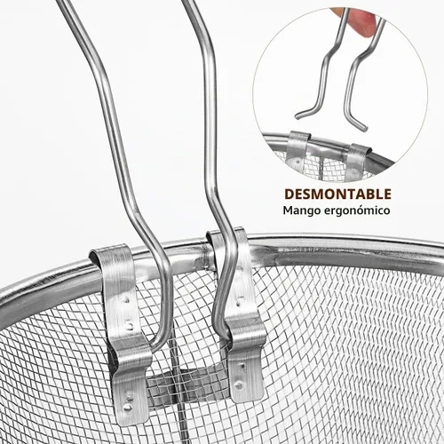 Vista 7 de DOITOOL - Cesta para freír profunda de 7 pulgadas: cesta redonda de alambre de acero inoxidable con asa - Freidora plegable para freír