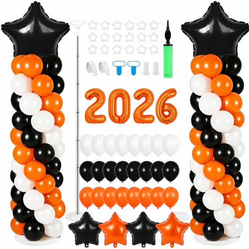 Vista 26 de Juego de 2 soportes de columna de globos de dinosaurio, kit de columna de globos de oro verde y verde ajustable con temática de dinosaurio