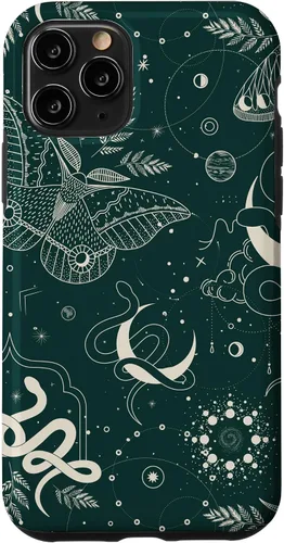 Vista 29 de Dark Green Mystical Witchcore Celestial Night Moth & Snake Case para iPhone 16