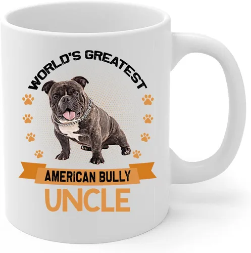 Vista 2 de World's Greatest Brindle American Bully Dog Tío Regalos para Unkie Taza de café divertida Taza de té de cerámica blanca de 11 oz Regalos