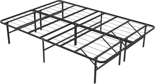 Vista 6 de Base de cama plegable de tamaño matrimonial, plataforma de metal con almacenamiento debajo de la cama de 14 pulgadas, resistente, sin ruido, fácil