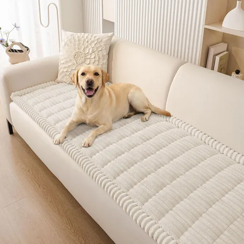 Vista 50 de Smiry - Funda para sofá para perros lavable, fundas para sofá de mascotas no deslizantes y peludas para sofá de 3 cojines, aptas para mascotas