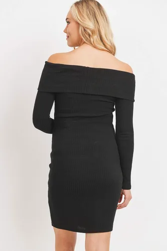Vista 5 de LaClef Vestido de maternidad de punto con hombros descubiertos para mujer