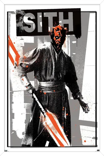 Vista 14 de Trends International Star Wars: The Phantom Menace - Póster de pared de Darth Maul Glitch, 22.4 pulgadas de largo x 14.7 W, versión enmarcada