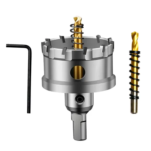 Vista 27 de ASNOMY Broca de sierra perforadora con punta de carburo de tungsteno para metal duro, cortador de sierra de agujero T.C.T de 1/2 pulgada con 2
