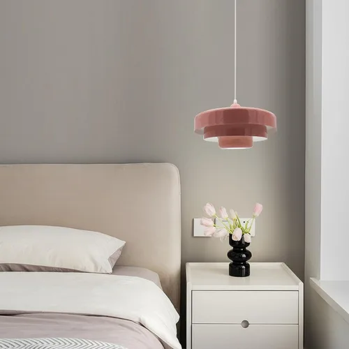 Vista 8 de Lámpara Colgante Rosa de Mediados de Siglo, Lámpara Colgante Nórdica, Accesorio de Iluminación Colgante, Luz de Techo Colgante con Diseño