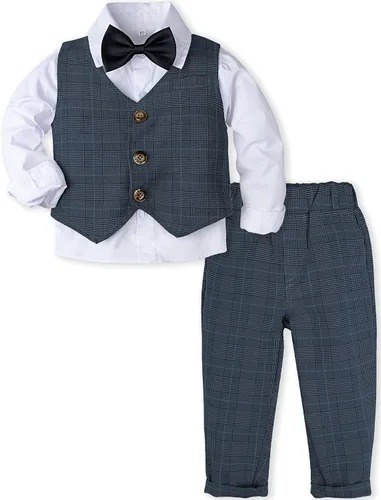 Vista 99 de A&J DESIGN Conjunto de traje de caballero para niños pequeños, 3 piezas, camisas, chaleco y pantalones
