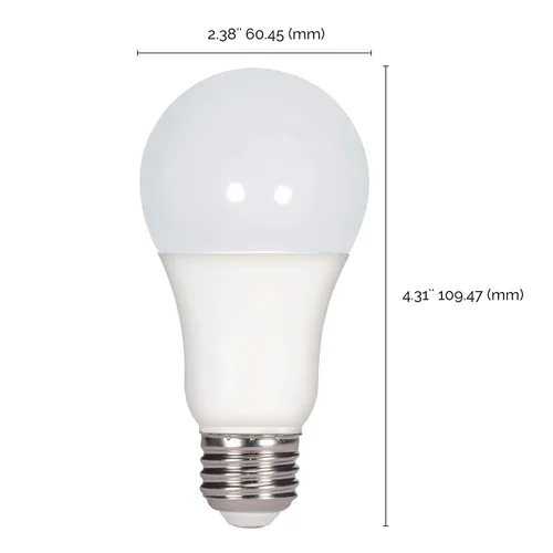 Vista 2 de SATCO S28790 - Bombilla LED A19 de 15,5 W, 120 voltios, luz blanca diurna de 5000 K, base media E26, ángulo de haz de 220 grados (4 bombillas LED)