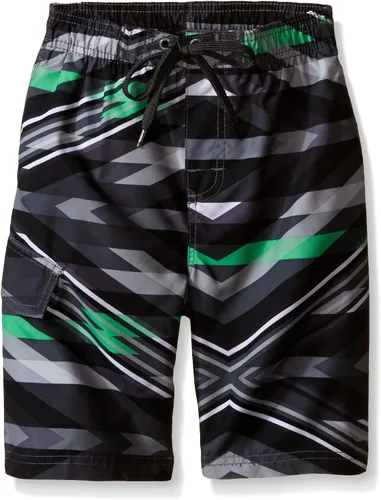 Vista 19 de Kanu Surf Boys' Tahiti Boys Swim Trunks with UPF 50+ Sun Protection-Quick Dry Boys Swimsuit Baja Azul Marino/Verde