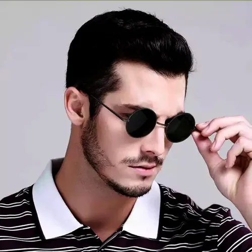 Vista 2 de Gafas de sol polarizadas redondas pequeñas para mujeres y hombres, gafas de negro/gris