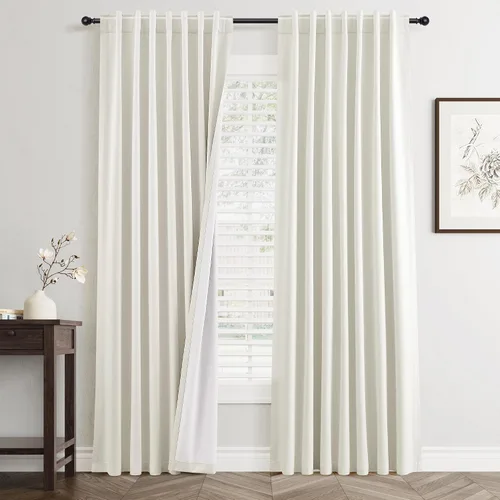 Vista 41 de Jowels - Cortinas opacas con pestaña trasera color beige cálido de 84 pulgadas de largo, 2 paneles para sala de estar y dormitorio, color beige