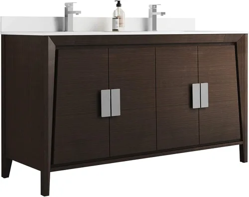 Vista 10 de Fine Fixtures Imperial Collection - Juego de gabinete de tocador de baño individual de 60 pulgadas, color ébano